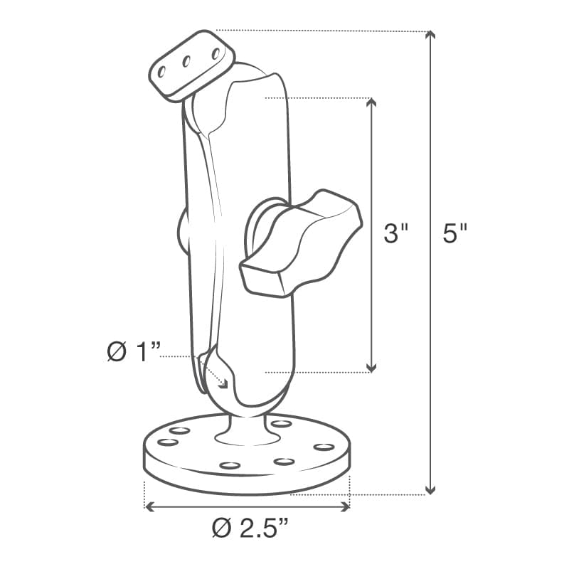 RAM® Double Ball Drill-Down Mount with Diamond Plate - Medium