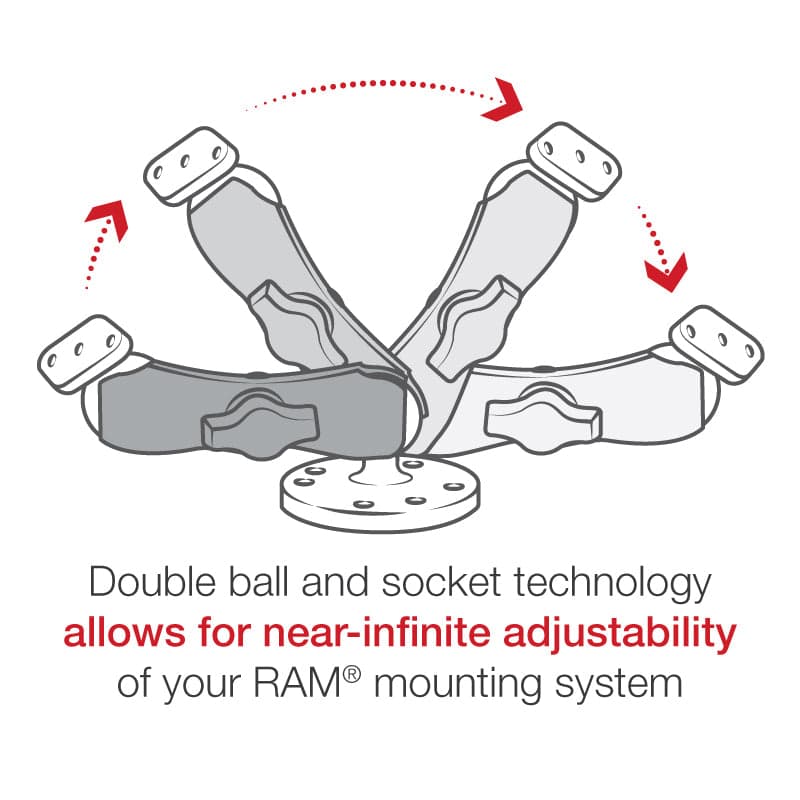 RAM® Double Ball Drill-Down Mount with Diamond Plate - Medium