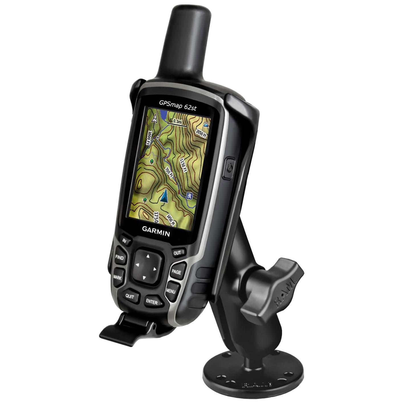 RAM® Drill-Down Mount for Garmin GPSMAP 62 & 64 Series - Aluminum
