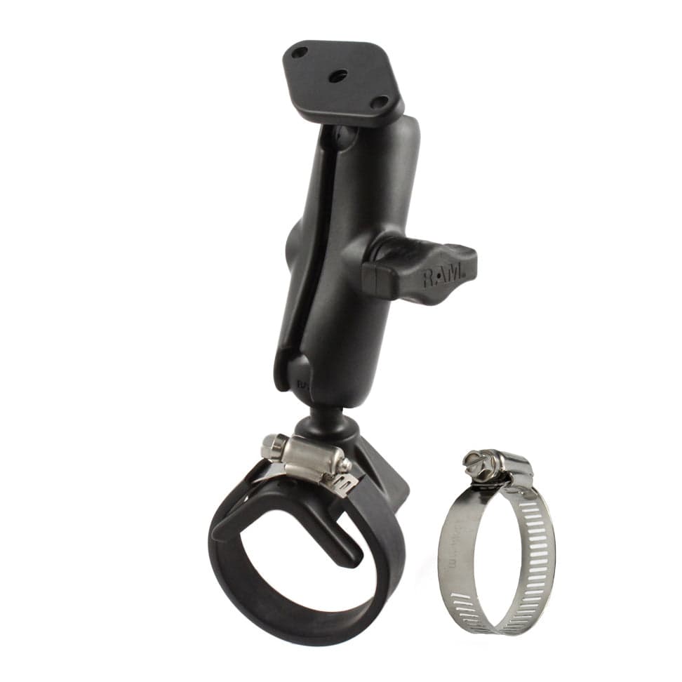 RAM® Double Ball Strap Hose Clamp Mount with Diamond Plate - Medium