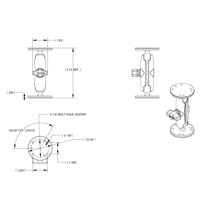 RAM® Double Ball Mount with Hardware for Garmin StreetPilot