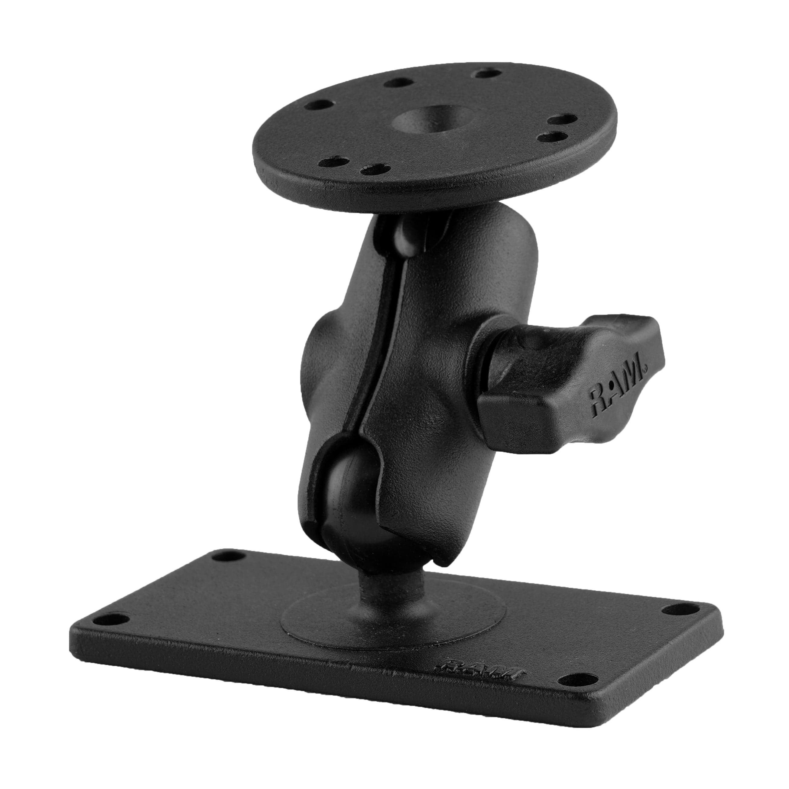 RAM® Double Ball Mount with Round Plate and 2" (50.8 mm) x 4" (10.2 cm) Plate - Short