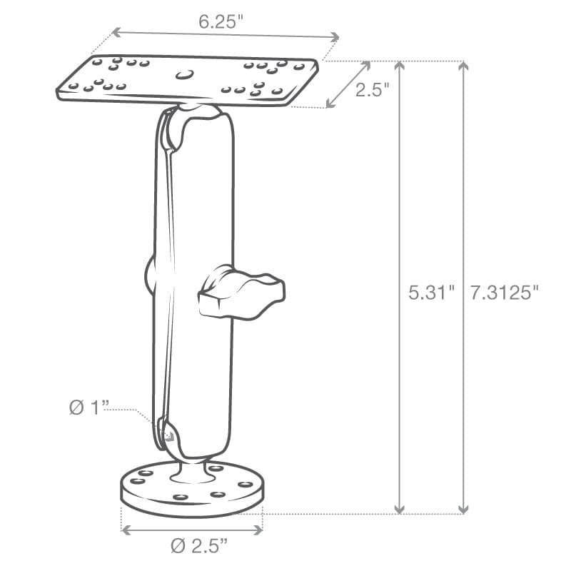 RAM® Universal Marine Electronic Mount - B Size Long