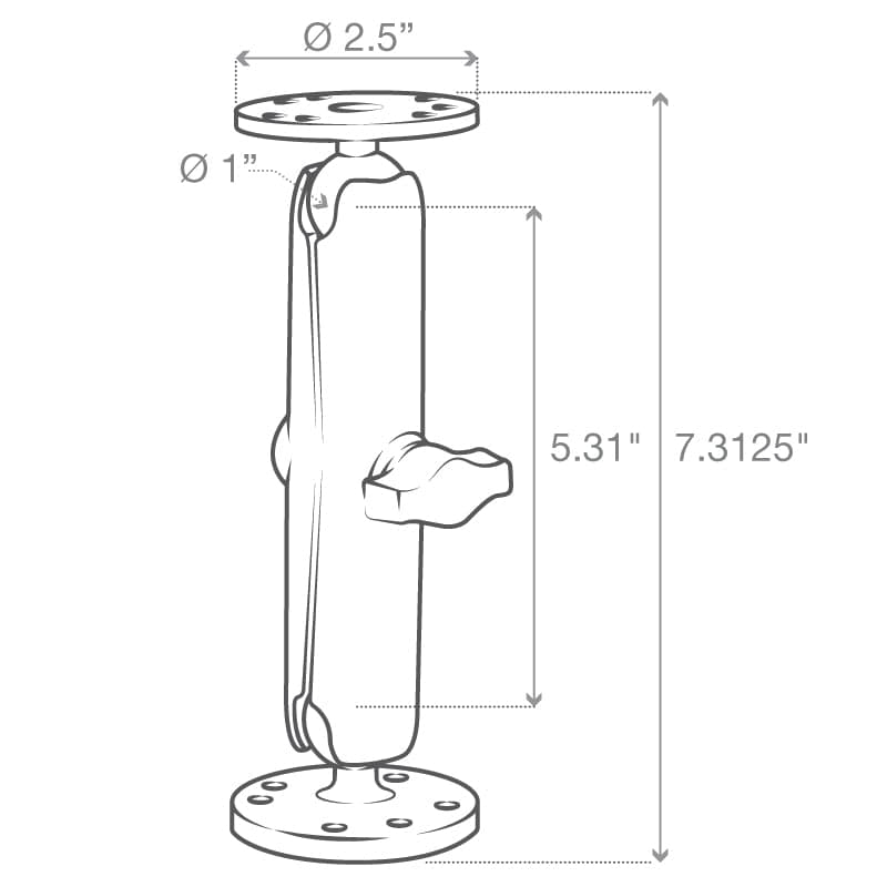 RAM® Universal Double Ball Mount with Two Round Plates - B Size Long