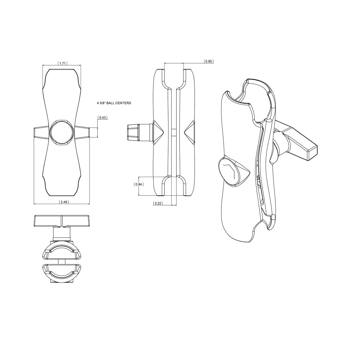 RAM® Double Socket Arm - C Size Medium