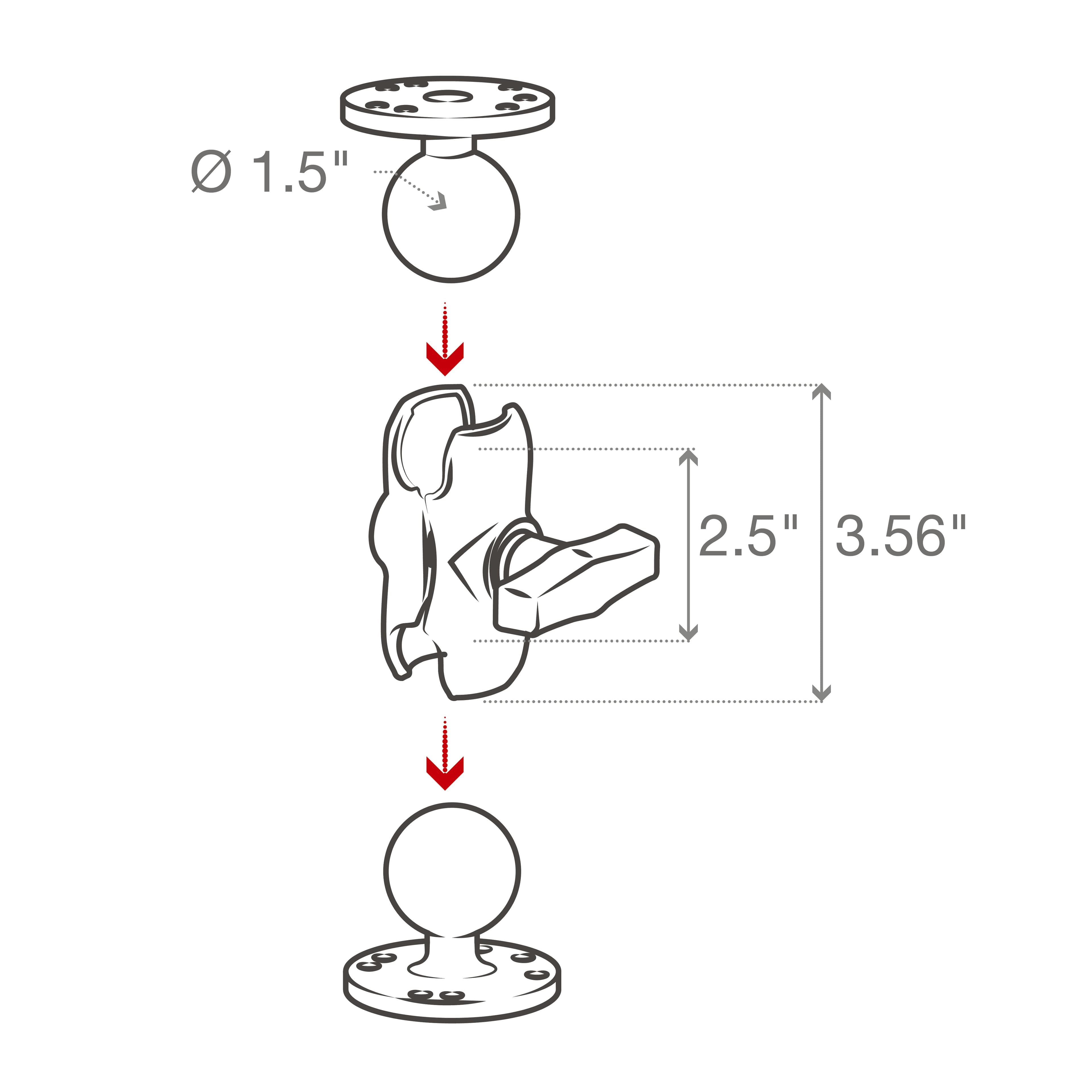 RAM® Double Socket Arm - C Size Short