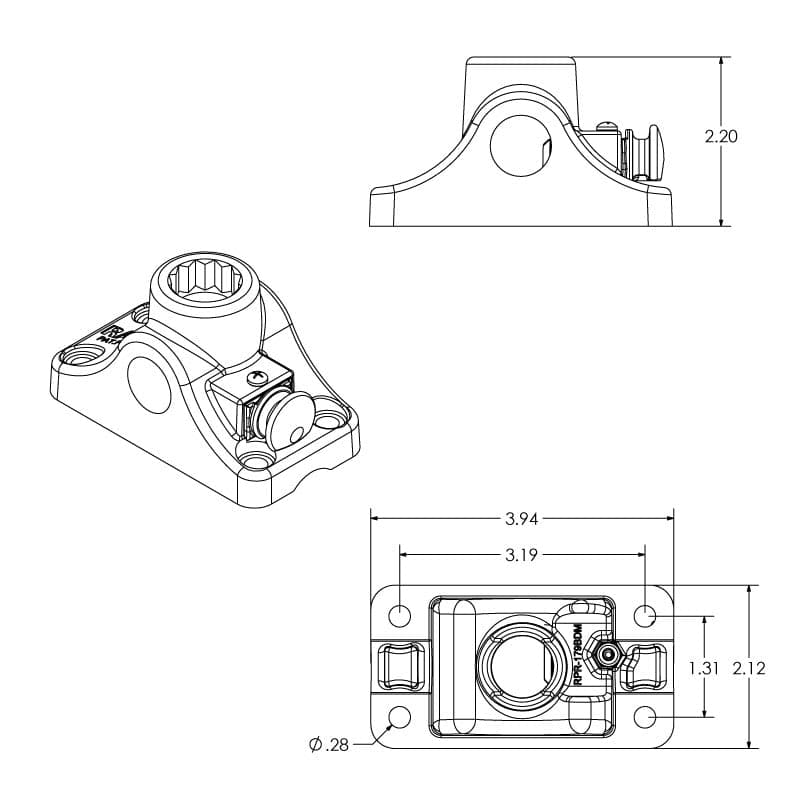 RAM ROD® Bulkhead/Flat Surface Base