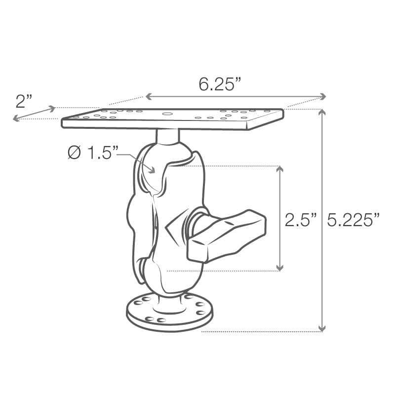 RAM® Universal Marine Electronic Mount - C Size Short