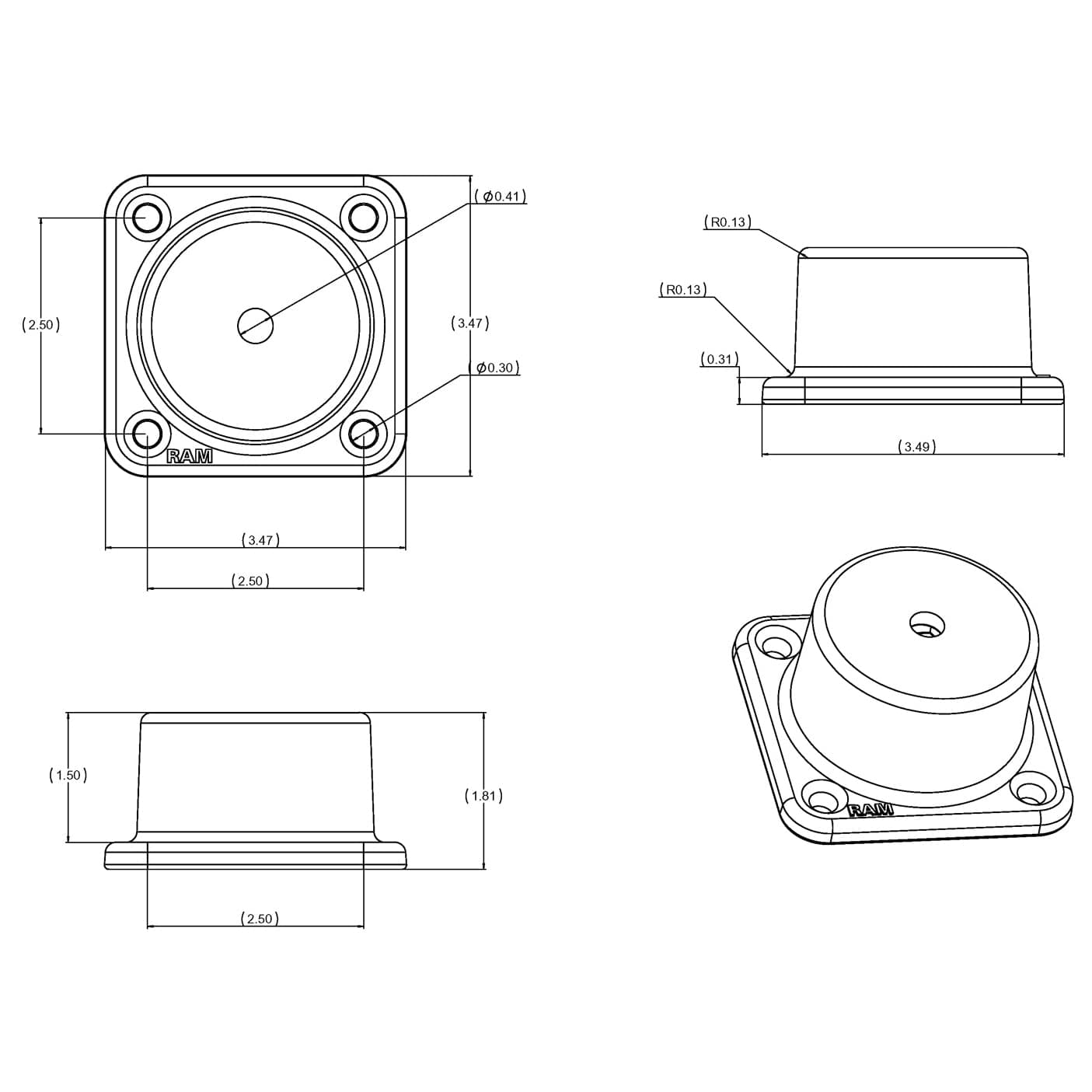 RAM® Horizontal Swing Arm Base