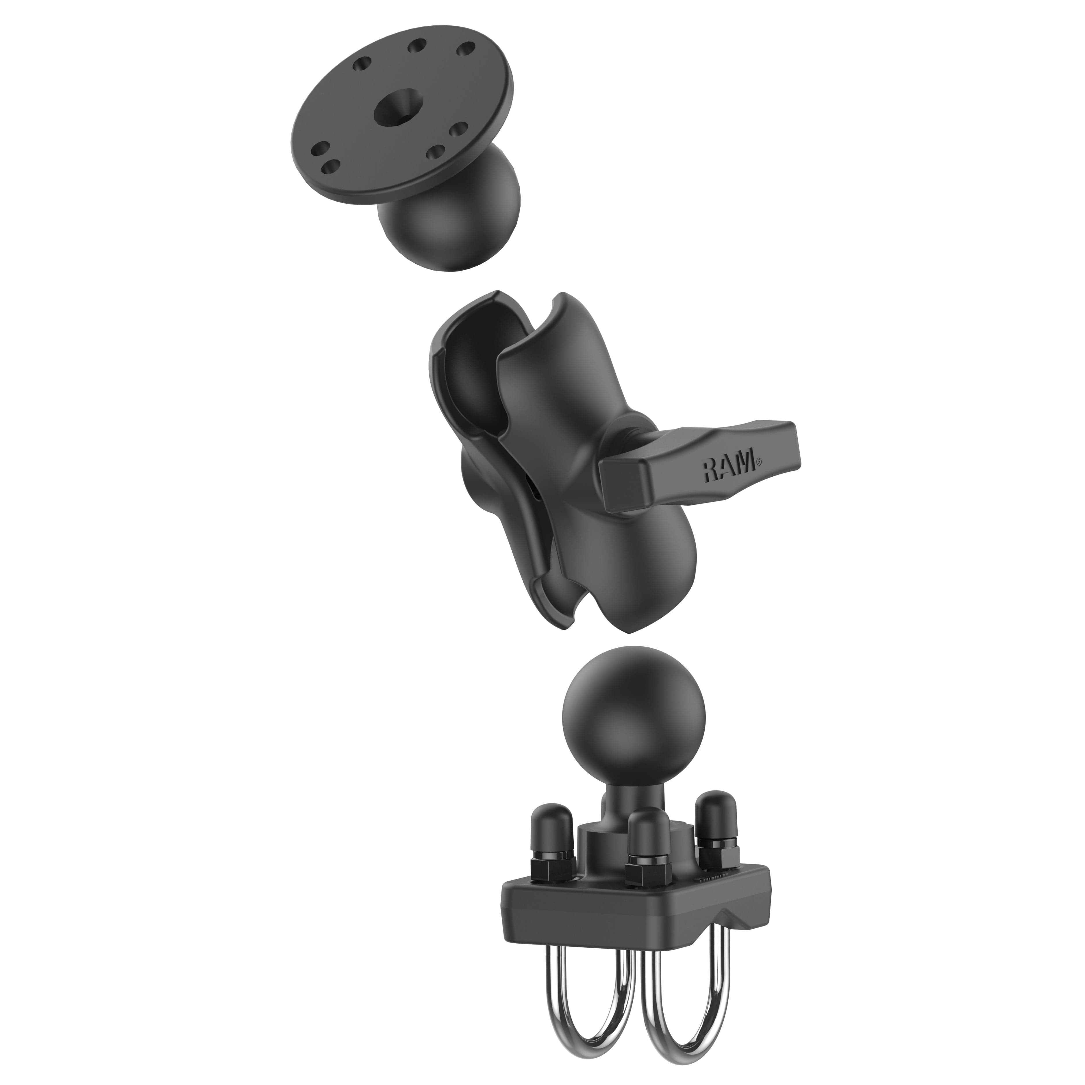 RAM® Double U-Bolt Rail Mount for Smaller Rails - C Size Short