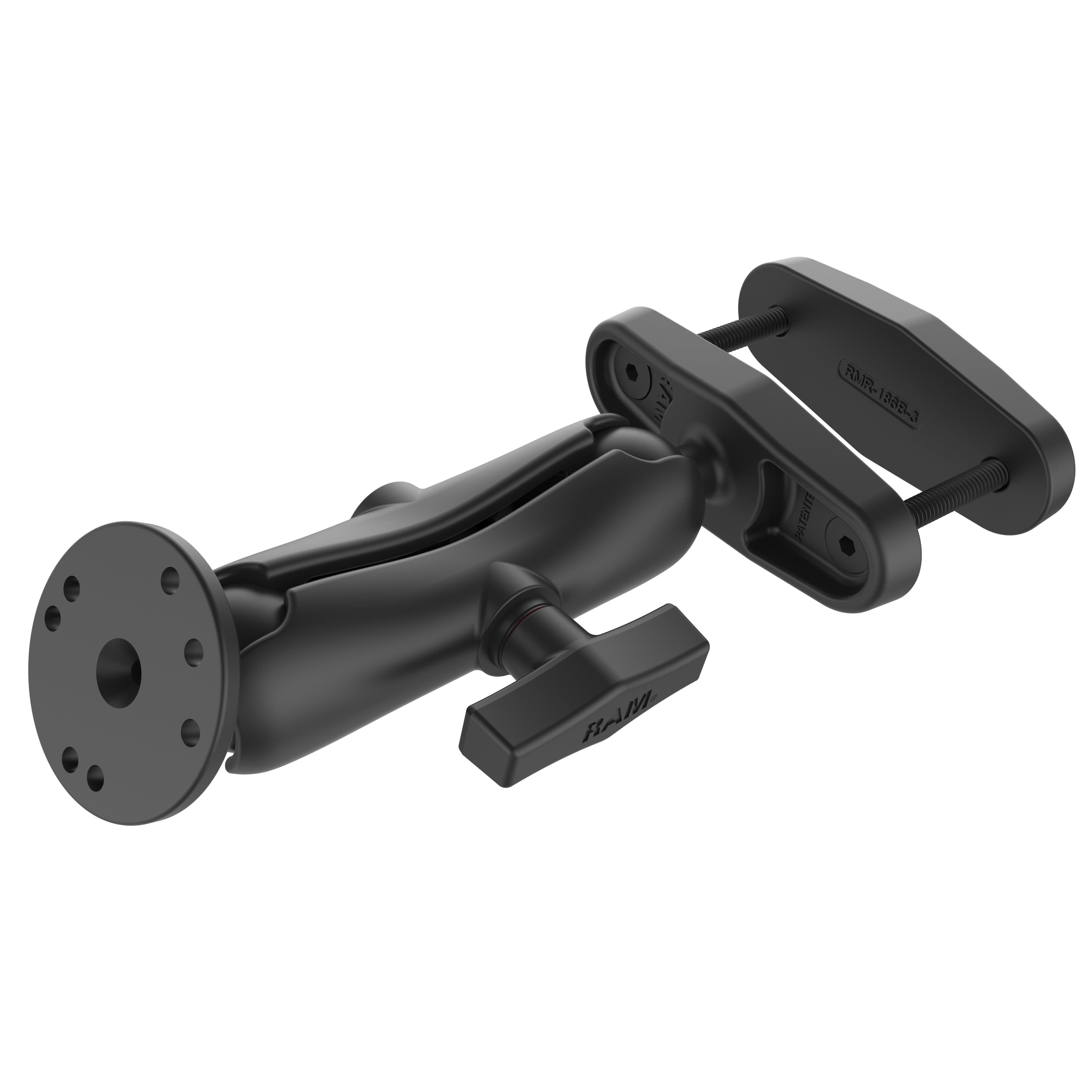 RAM® 3" (76.2 mm) Square Post Clamp Mount with Round AMPS Plate - Medium Arm