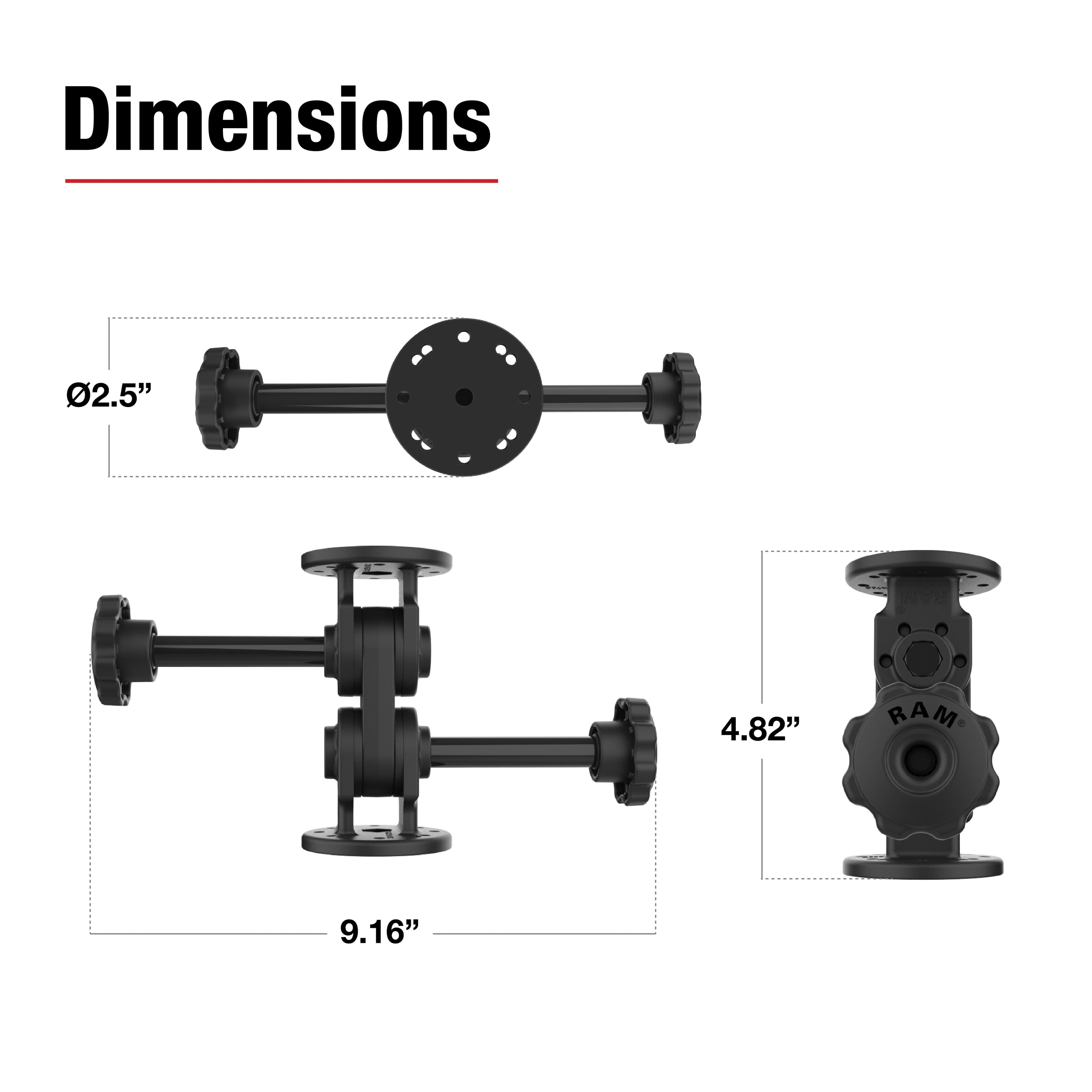 RAM® Dual Straight Pivot Mount with Knob
