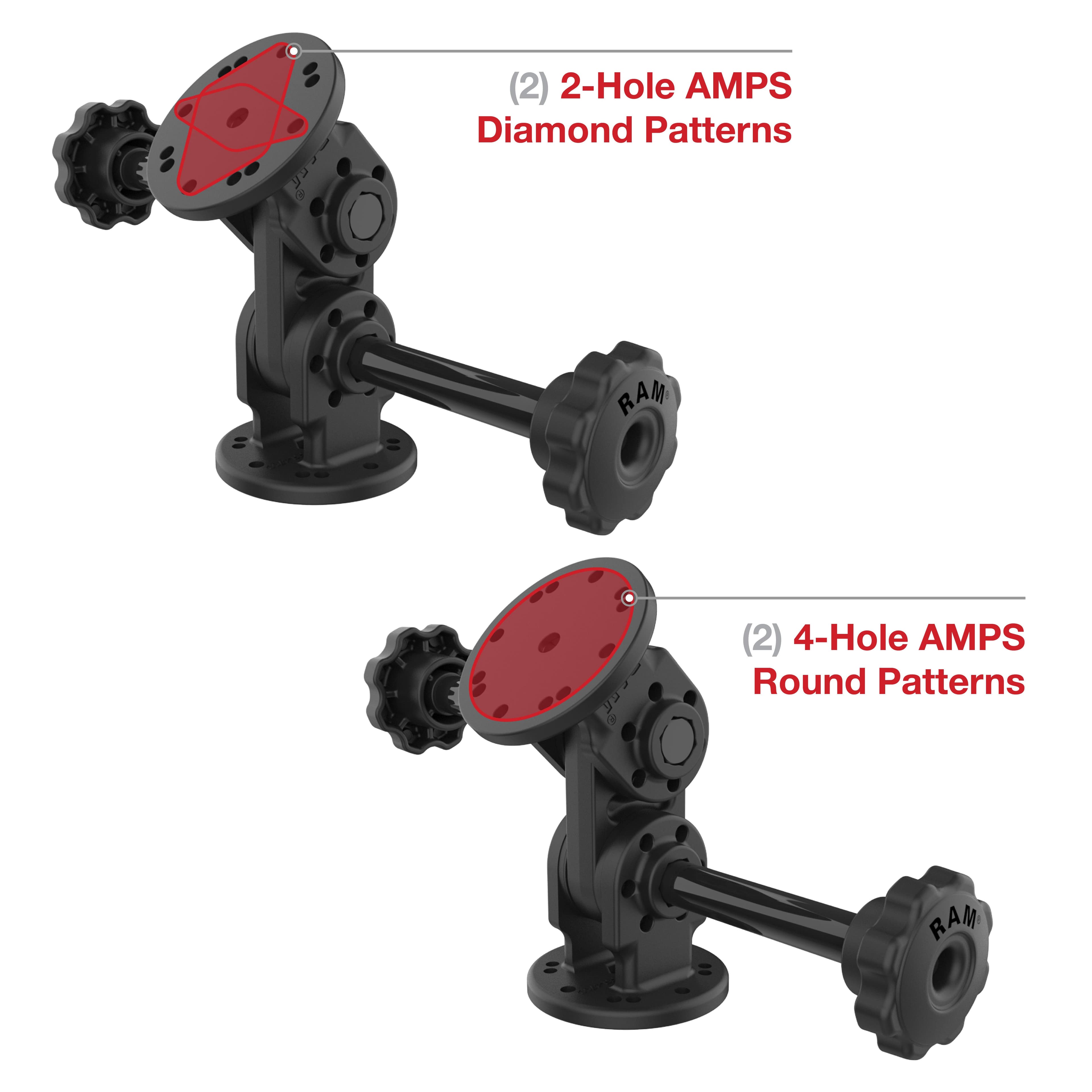 RAM® Dual Straight Pivot Mount with Knob