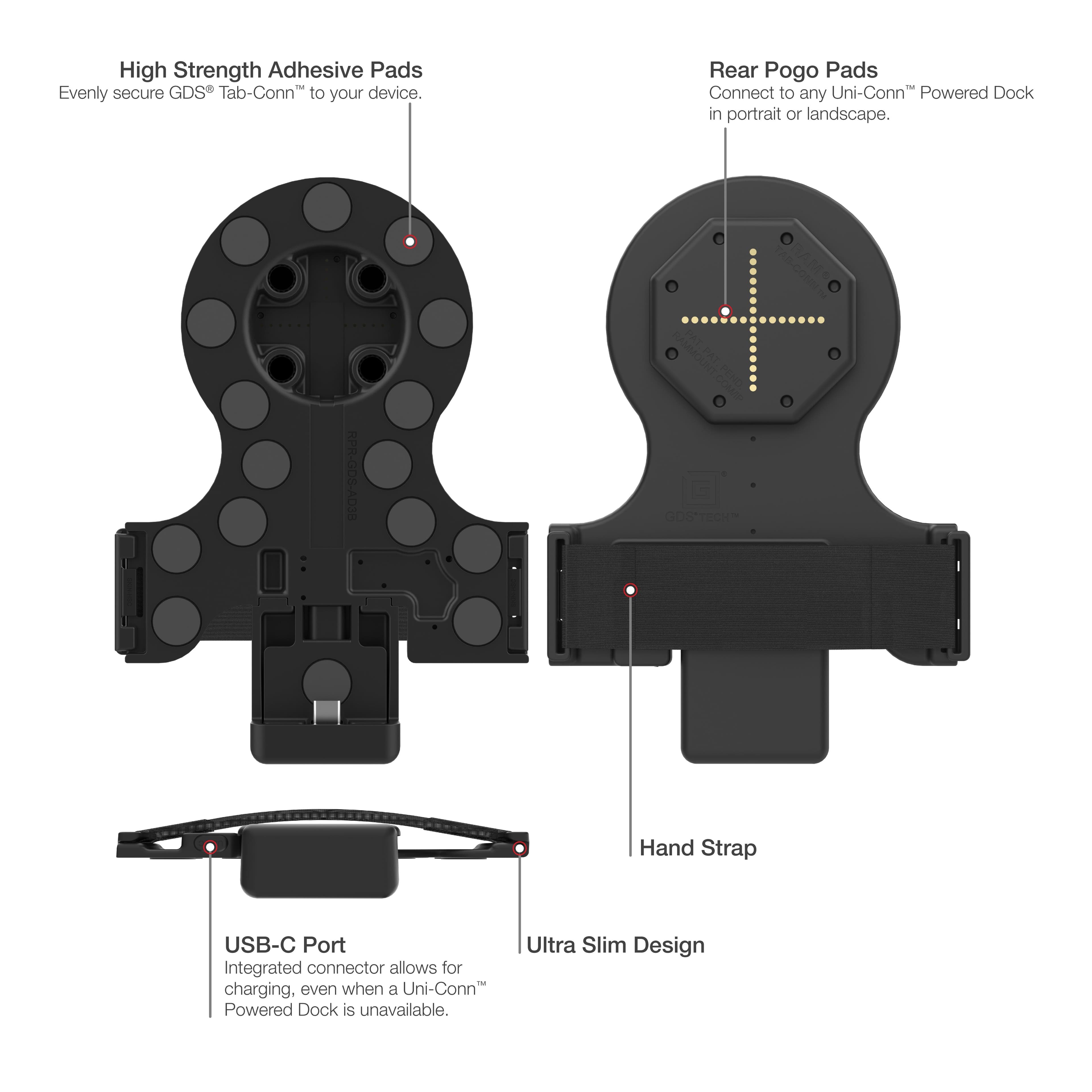 GDS® Tab-Conn™ for Tablets Without Case (Rear Pogo Pads)