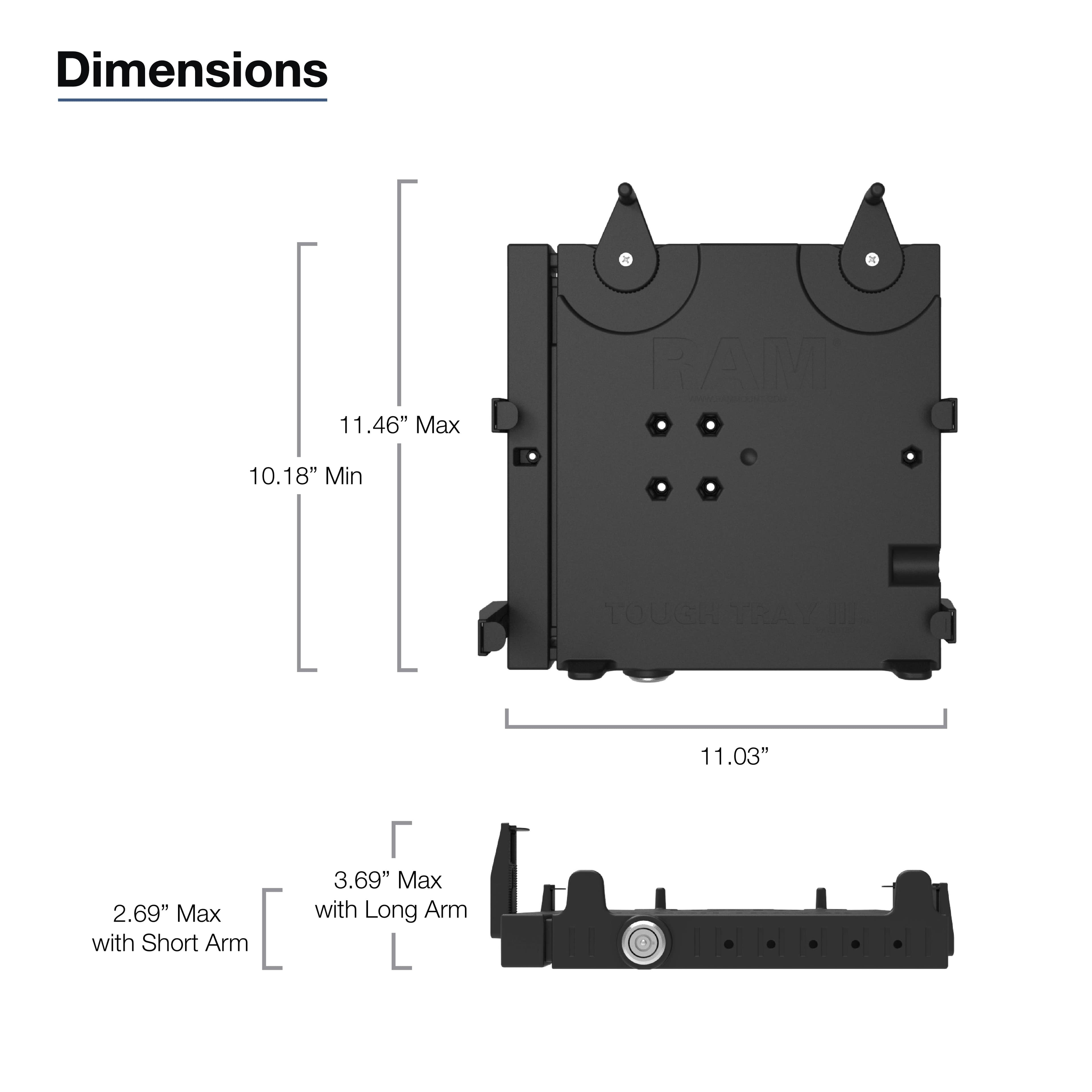 RAM® No-Drill™ Laptop Mount for '14-26 Ford Transit Full Size Van