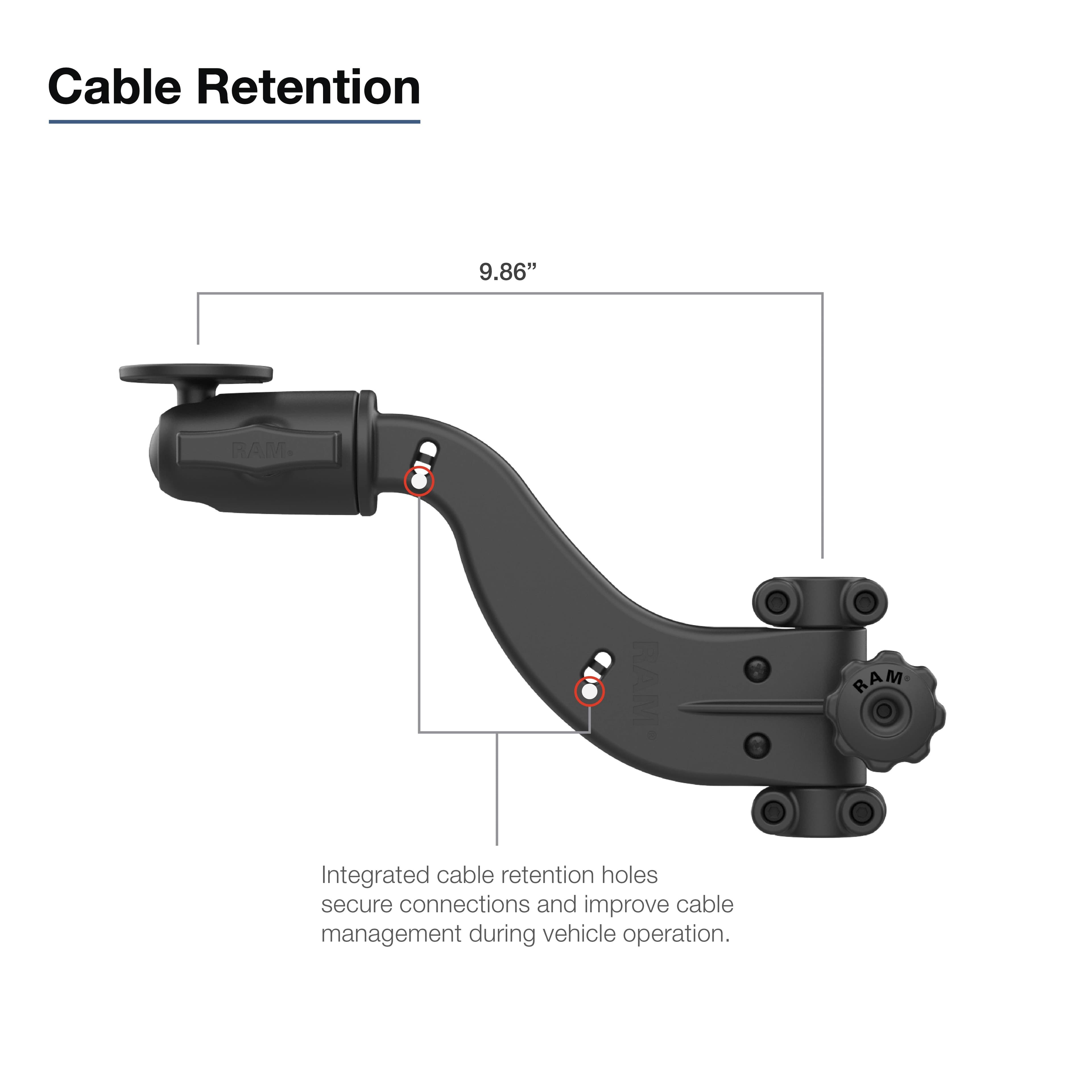 RAM® Friction Hinge 10" (25.4 cm) Curved Socket Arm with Ball for Tough-Bar™
