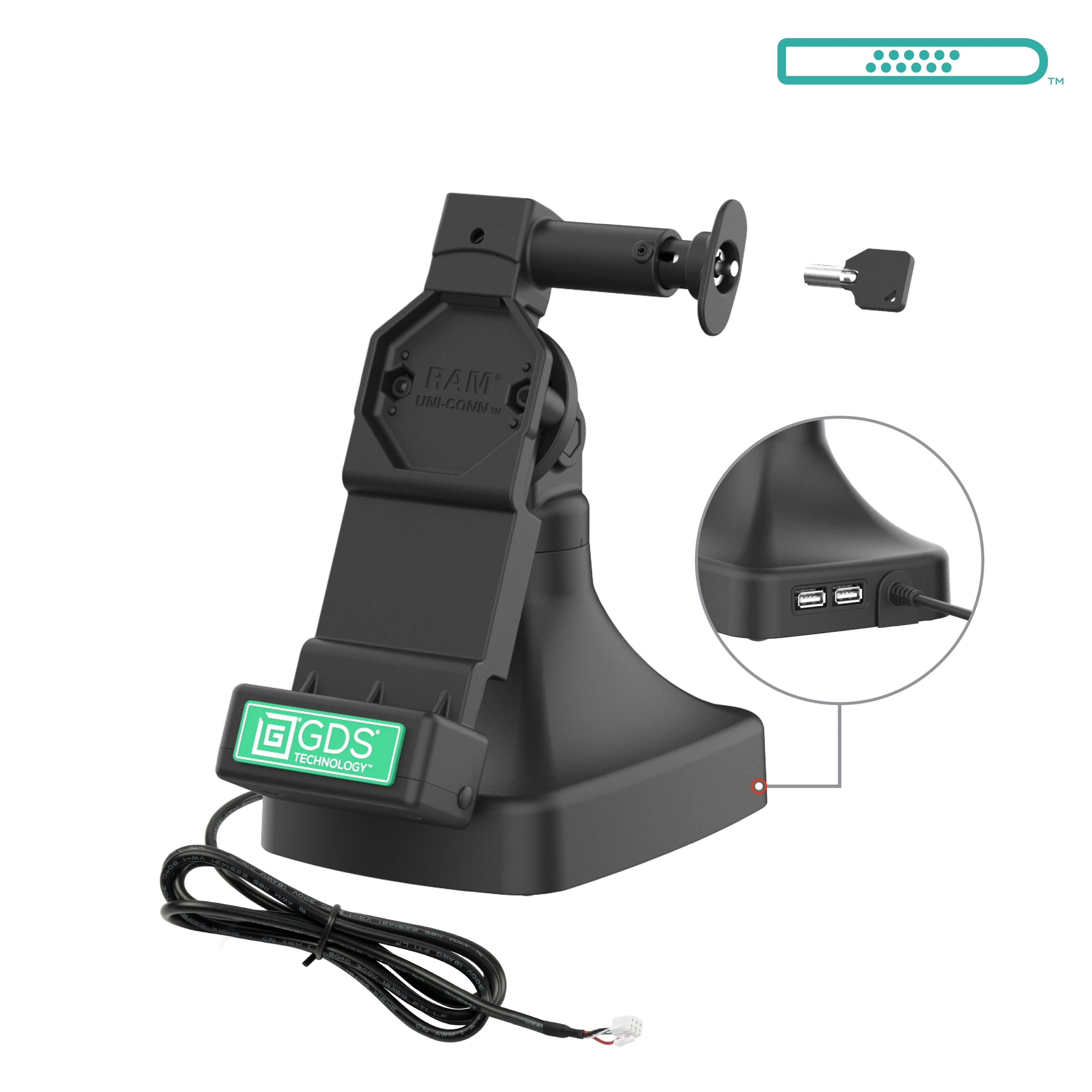 GDS® Uni-Conn™ Locking Tilt & Swivel Dock with PoE + Data