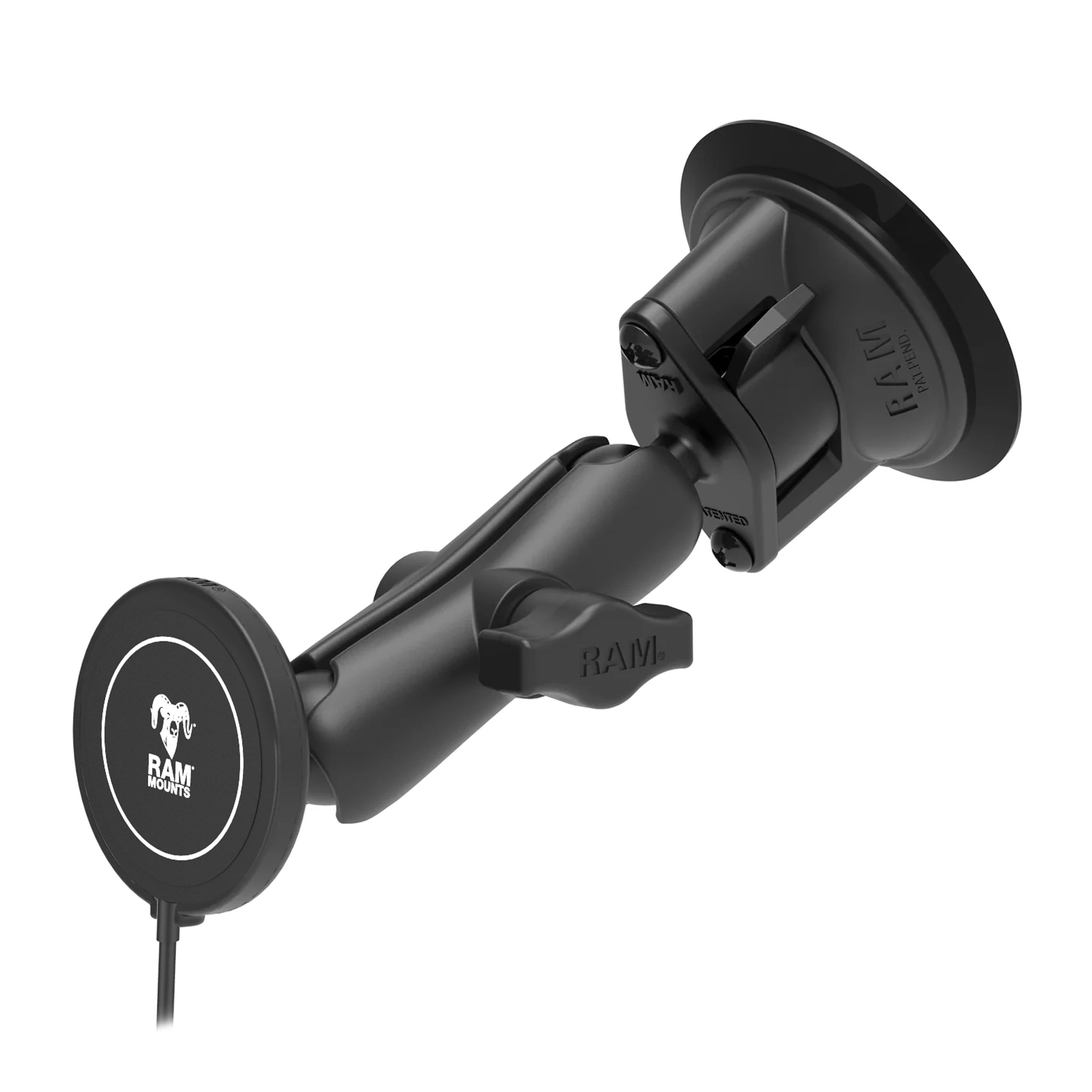 RAM® Twist-Lock™ Suction Cup Mount with RAM® Qi2 15W Wireless Charger