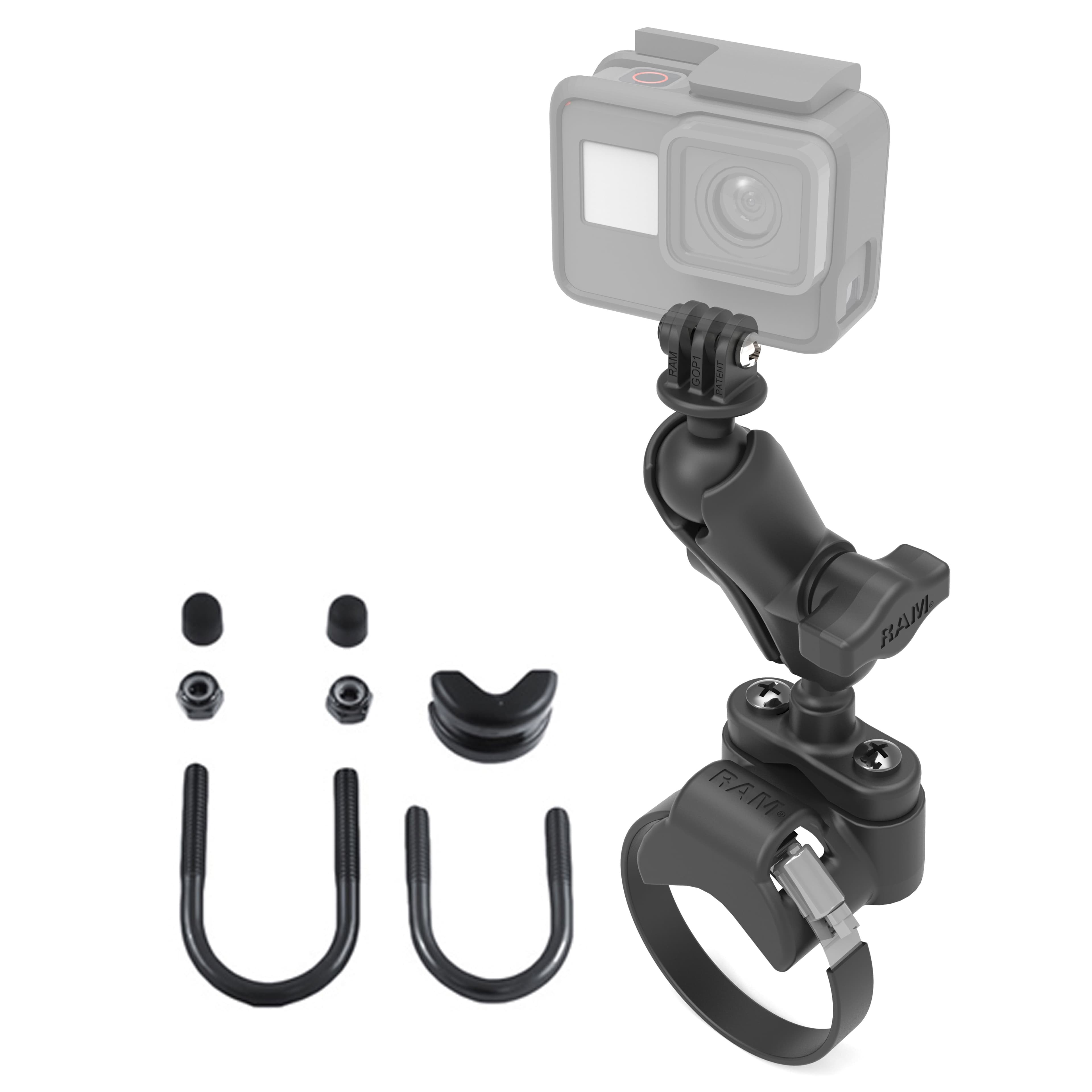 RAM® ATV/Side By Side Handlebar U-Bolt Mount with Action Camera Adapter